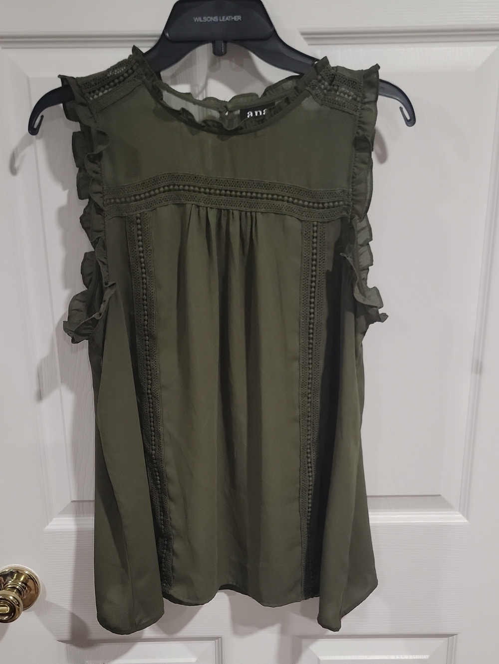 a.n.a LT Olive Green Ruffle-Trim Sleeveless Dress